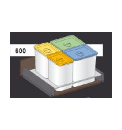 Conjunto de Cubos de Basura para Cajón de Cocina 600/900 mm